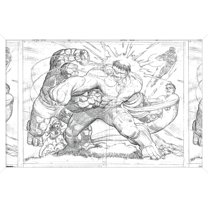 Marvel Sketch - Hulk vs. Fantastic Four Wall Poster, 22.375" x 34" Framed