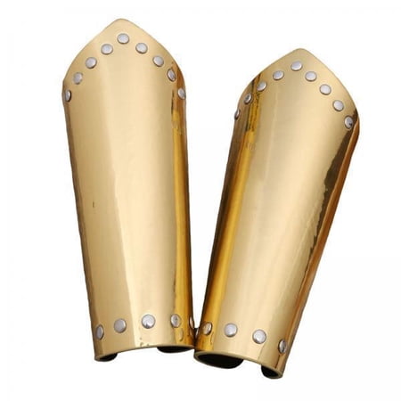 Sharprepublic 2xFaux Leather Arm Guards Sturdy Protective Adjustable Arm Bracers Gold 2 Pcs