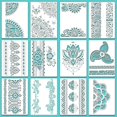 thumbnail image 1 of 12 plantillas de pintura de mandala reutilizables de gran tamaño de 8,3 x 11,7 pulgadas con diseño floral, 1 of 2