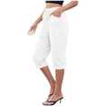 thumbnail image 2 of VV AVEORS Cropped Linen Pants Women Baggy Drawstring High Waisted Below Knee Length Capri Pants Summer Casual Y2K Boho Beach Capris White 2XL, 2 of 6