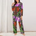 thumbnail image 2 of Fuzoiu Peacock butterfly Print Women's Long-Sleeved Pajama,Lounge Button Down Nightwear,Womens Notch Collar Pajama Set-X-Large, 2 of 7