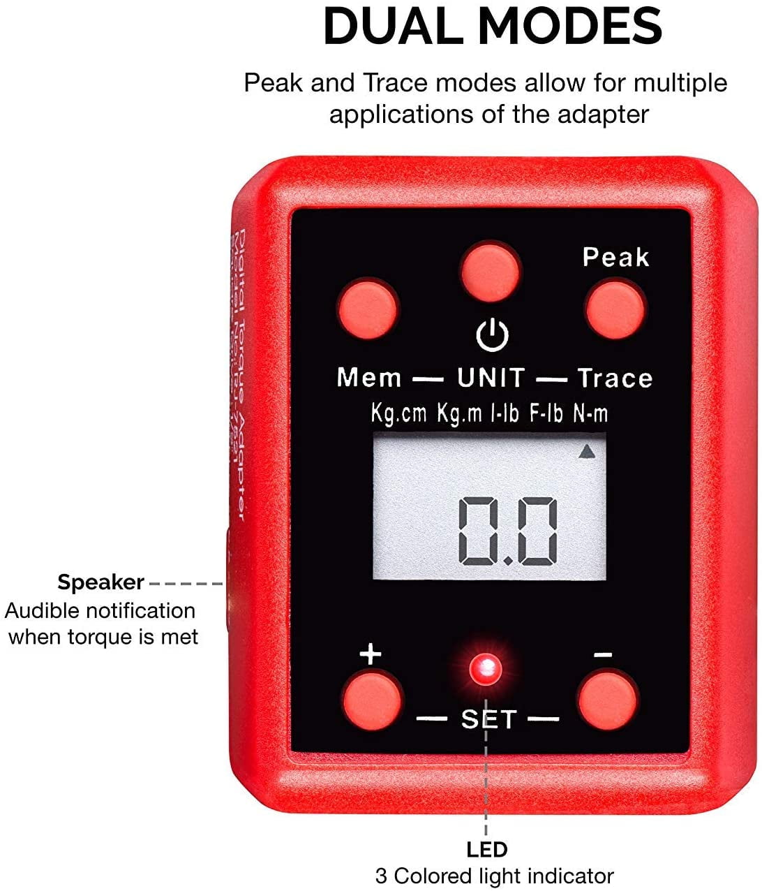 Neiko 20741A 1/2” Digital Torque Adapter, 29.5-147.5 Ft-Lb, 1/2” Drive Digital Torque Wrench Converter/Torque Wrench Adapter, Alert Signals Torque Setting, Calibrate Digital & Analog Torque Wrench
