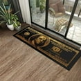 Black Gold Rugs 100 Dollar Bill Area Runner Money Nonslip Rubber Backed