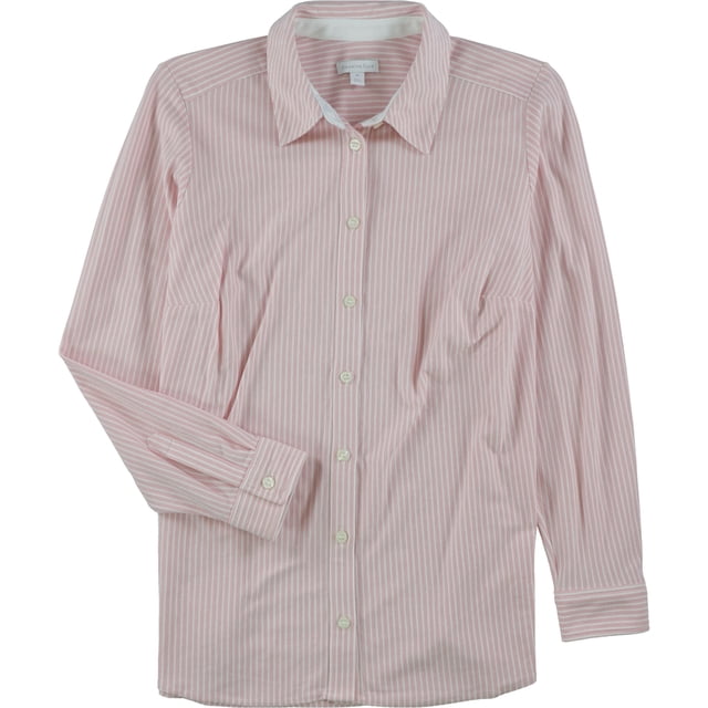 Charter Club Womens Fresh Twist Button Up Shirt, Pink, Plus Size, 1X