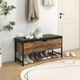 Storage Ottoman Bench with Drawers, Fliptop Wooden Shoe Storage Bench
