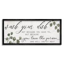 Stupell Industries Wash Your Dish Motivational Kitchen Phrase Green Plants, 24 x 10, Design by Daphne Polselli