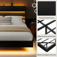 thumbnail image 4 of Honfach Floating Queen Size Bed Frame with LED Lights & Charging Station, Platform Bed with Wooden Storage Headboard,Black., 4 of 9
