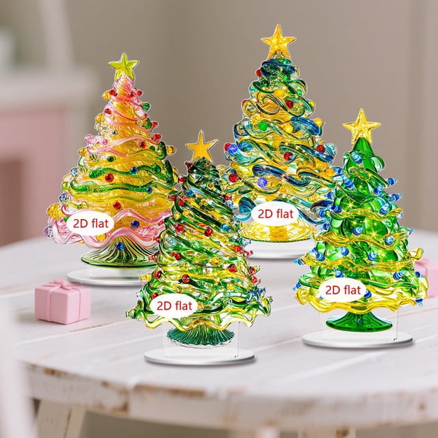 mfyjkho Adorno de árbol de Navidad acrílico plano 2D, decoración de escritorio para fiestas navideñas, juego de 1
