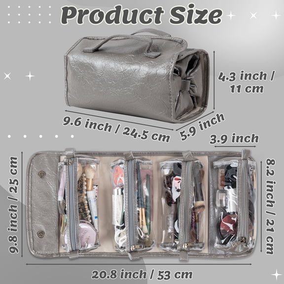 4-in-1 Detachable Cosmetic Bag for Valentine's Day , Portable PU Storage Bags, Removable Compartments & Waterproof Makeup Bag