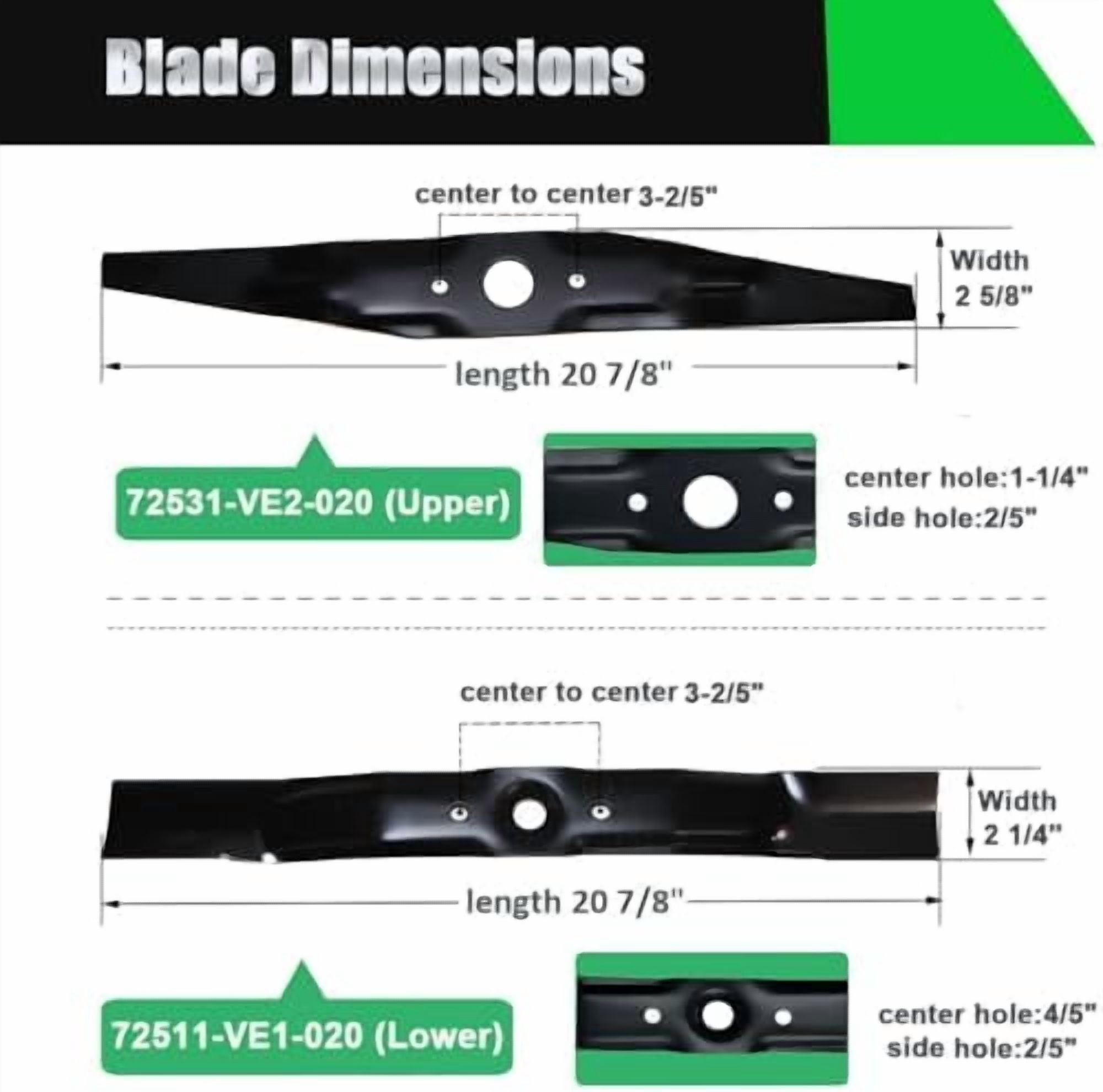 72511-VE1-020 & 72531-VE2-020 Compaitble with Honda HRR216 Blade Kit, Replaces HRS216,HRB215,Lawn Mower Blades Replacement Parts$$Tools