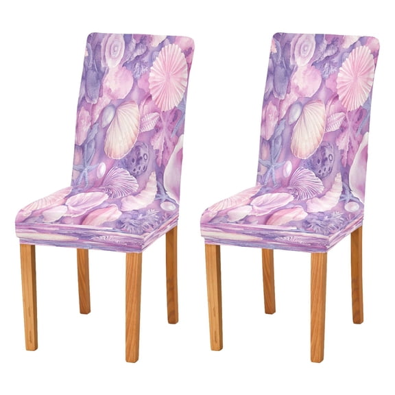 BZSMCE Chairs Slipcovers Dining Chair Covers Purple Shell Printed Creative Pattern