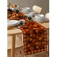 thumbnail image 3 of Orange Maple Leaves Fall Burlap Cotton Table Runner 13x60 Inches Long, Thanksgiving Orange Buffalo Plaid Farmhouse Table Runners, Outdoor Dining Tablecloths Decor for Baby Shower/Party/Wedding, 3 of 6