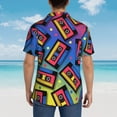 thumbnail image 4 of Balery Vintage Audio Cassettes Camisas hawaianas de manga corta para hombre, camisas playeras de corte holgado, camisas de vacaciones con botones,X-Large, 4 of 7
