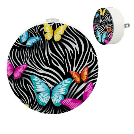 

YZUOUZY Night Light Bedside Lamp Small Lamps Set of 2 Animal Butterflies Zebra Abstract Print