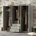 thumbnail image 1 of Noble House 6-Doors Wooden Wardrobe Large Space Storage for Bedroom,Big Drawers, Gray, 1 of 9