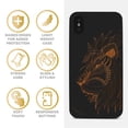 thumbnail image 4 of Case Yard Wooden Case for iPhone-X Soft TPU Silicone cover Slim Fit Shockproof Wood Protective Phone Cover for Girls Boys Men and Women Supports Wireless Charging Doodle Lion Face Design, 4 of 7