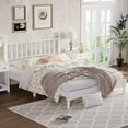 thumbnail image 2 of SESSLIFE Platform Bed Frame, Wood Queen Bed Frame with Gourd Shaped Headboard for Bedroom, Modern Queen Size Bed with Wood Slat Support, Holds 500 lb, No Box Spring Needed, White, 2 of 8