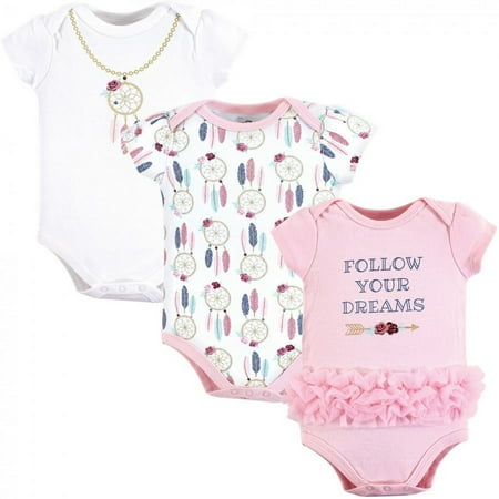 UPC: 0660168713145 | Little Treasure Baby Girl Cotton Bodysuits 3pk Dream Catcher 6-9 Months