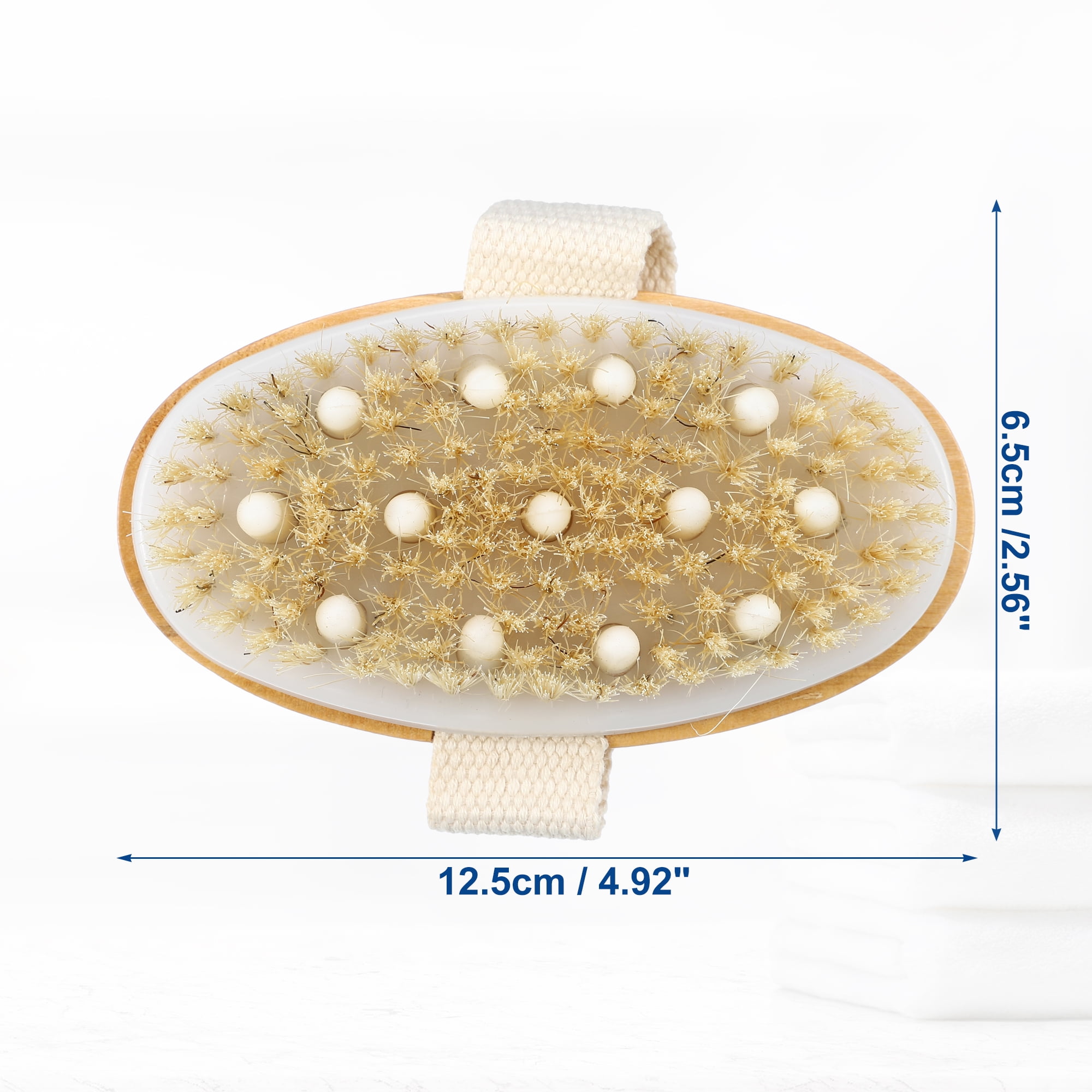 Unique Bargains 1 Pcs Wood Bath Brush Back Scrubber for Shower for Wet or Dry Brushing 4.9 Inches Brown