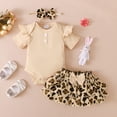 thumbnail image 4 of 3PCS Newborn Toddler Baby Girls Button Romper Tops + Floral Tutu Short Pants Outfits 0-18M, 4 of 12
