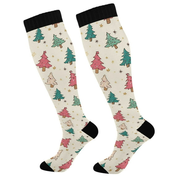 joogoo Christmas Cute Trees Long Socks Women Men Knee High Sock