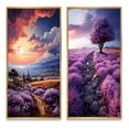 thumbnail image 2 of Designart "Hues of Lavender in France I" France Framed Wall Art Set Of 2 - Purple Landscapes Framed Wall Art Set Of 2, 2 of 7