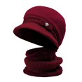thumbnail image 2 of Only Moment Red Womens Winter Hat Slouchy Beanies for Women acrylic Fleece Lined Beanie Soft Warm Knit Hat Ski Stocking Cuffed Cap Plush Hat + Scarf Two Piece Set One Size, 2 of 6