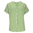 thumbnail image 4 of Plaid Shirts for Women Button Down Shirt Lapel Neck Casual Loose Womens Summer Tops, 4 of 8