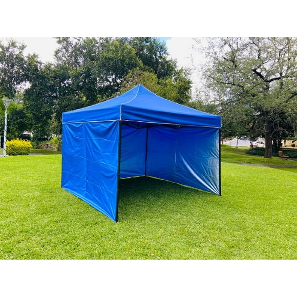 Toldo 3x3 m Azul con 3 paredes lisas