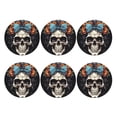 thumbnail image 2 of Gaeub Bow Flower Skull Print 6 Pcs Leather Coasters for Drinks ,Drink Coasters Sets,Drink Table Cup Coasters for Living Room Kitchen Coffee Decor,Round Shape, 2 of 7