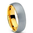 thumbnail image 2 of Charming Jewelers Tungsten Wedding Band Ring 7mm for Men Women Comfort Fit 18K Yellow Gold Plated Plated Domed Brushed Lifetime Guarantee Size 6.5, 2 of 5