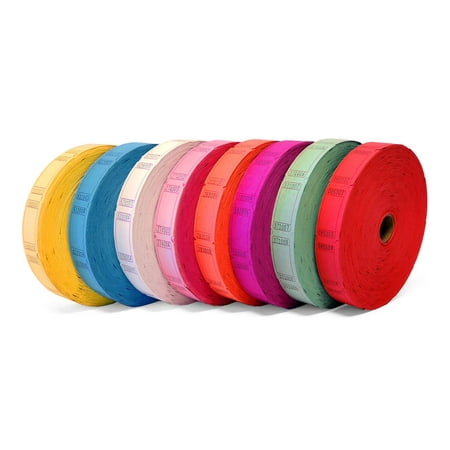8 Pack Blank Roll Tickets - 2000 Blank Tickets per roll, (16,000) Raffle, Carnival, Auction, Fundraiser, Bingo or Drink Tickets, Assorted Colors