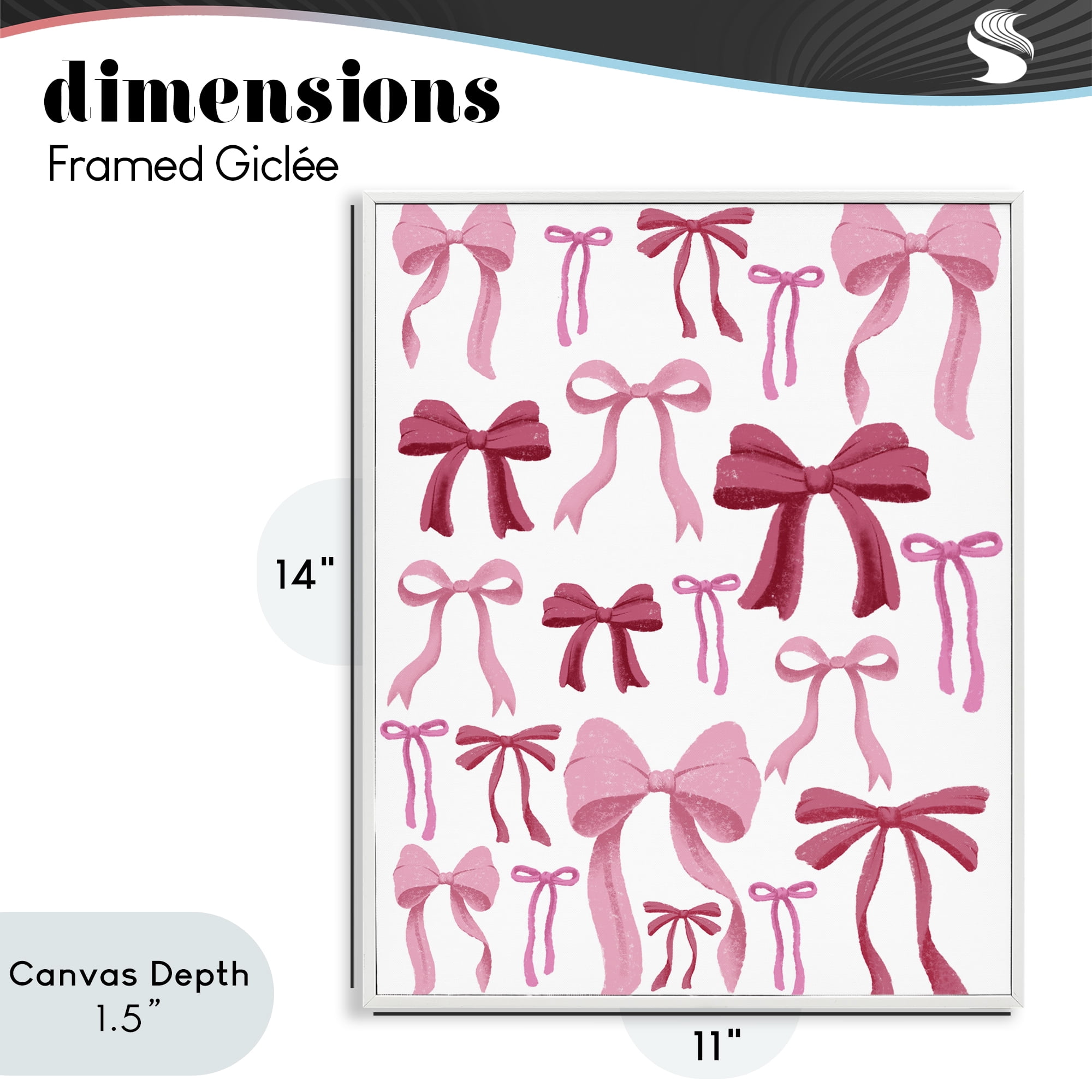 Stupell Industries Bows All Over Pink & Red White Framed Giclee Art, design by Marcus Prime