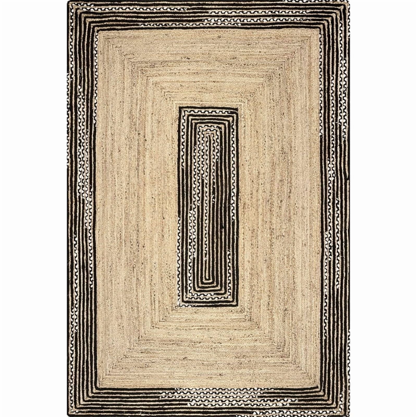 4x9 Ft Black & White Cotton Jute Area Rug, Hand-Woven, Reversible, Farmhouse Boho Style, Durable & Pet-Friendly Rug for Living Room, Dining Room, and Bedroom