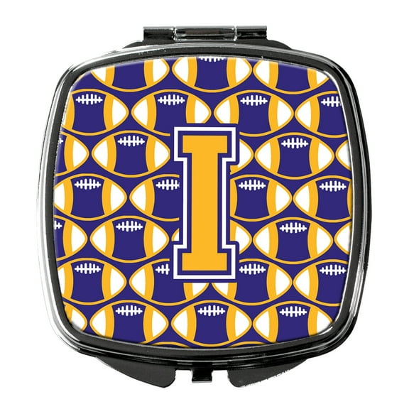 Letter I Football Purple and Gold Compact Mirror CJ1064-ISCM