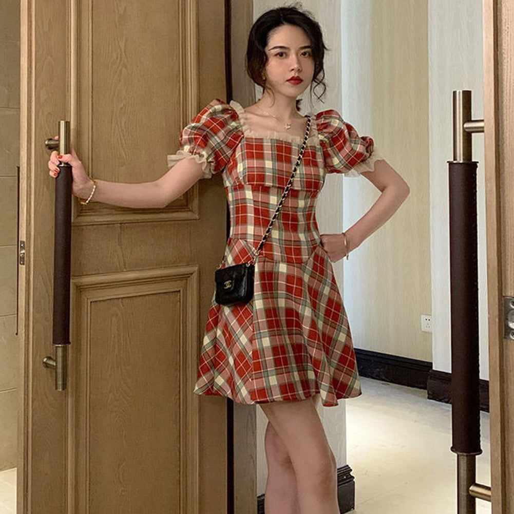 british retro tartan dress