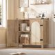 thumbnail image 1 of Sideboard buffet gabinete: an accent almacenamiento con estantes y strong wood legs, featuring rattan doors, suitable para dormitorio, sala de estar, o entrada (natural finish), 1 of 7