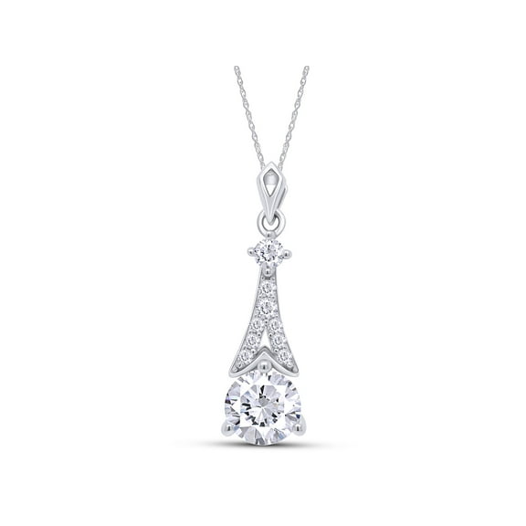 1 3/4 Carat Round Cut Lab Created Moissanite Diamond Teardrop Pendant Necklace For Women In 10K White Gold With 18" Chain (G-H Color,1.75 Cttw)