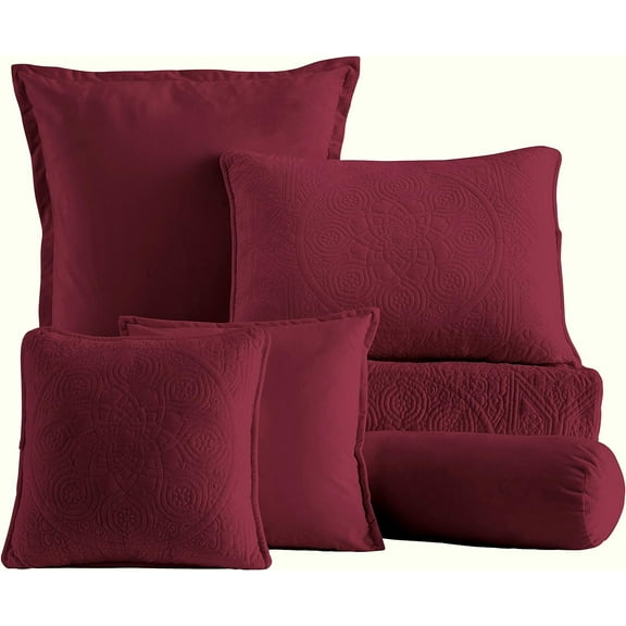 Velvet Sham, Solid Premium Velvet Collection, Standard, Burgundy