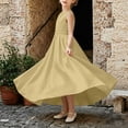 thumbnail image 6 of AHTJRT Bridesmaid Flower Dress for Girl V Back Bowknot Dresses A-Line Crewneck Sleeveless Cute Elegant Wedding Party Gowns Yellow 1-2 Years, 6 of 10