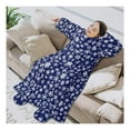 thumbnail image 3 of KriKac Fleece Blanket with Sleeves and Foot Pockets for Women Men Adults, Wearable Blanket Sleeved Throw Wrap, Plush Hug Sleep Pod Blanket Robe, Cozy Gift Ideas Wife Mom, Snowflake Blue, 3 of 7