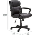 thumbnail image 3 of Office Computer Task Desk Chair with Padded Armrests, Mid-Back, Adjustable, 360 Swivel, Rolling, 275 Pound Capacity, 24.2"D x 24"W x 34.8"H, Black Faux Leather, 3 of 6