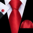 thumbnail image 4 of Set de Corbata Barry.Wang Rojo con Rayas para Hombre con Pañuelo, 4 of 8