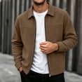 thumbnail image 2 of Men's Corduroy Jacket Lapel Collar Full Zip Up Long Sleeve Casual Coat Classic Textured Outerwear with Pockets, 2 of 9