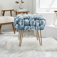 thumbnail image 6 of Home Soft Things Crushed Velvet Pouf Stool Ottoman - Blue Mirage - 16x16x16'', 6 of 12