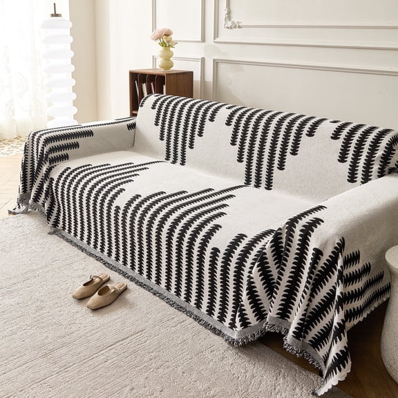 Smuge Sofa Cover, Couch Cover Protector Slipcover L Shape Sofa towel Furniture Cover for Pets Dogs Cats Home Decor (71"x 118", Black)