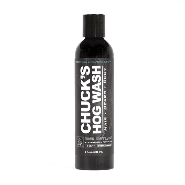 Chuck's Hog Wash - Gel de baño natural para barba y cuerpo - The Outlaw Scent 8 oz - Deja tu barba más suave que nunca y es adecuado para uso diario
