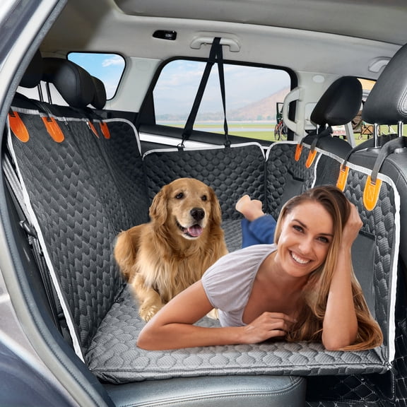 ANOSOSPECIAL Back Seat Extender for Dog,Waterproof Hard Bottom Dog Car Seat Cover for Back Seat Protector,Foldable Camping Pet Bed,Easy Clean (Black)