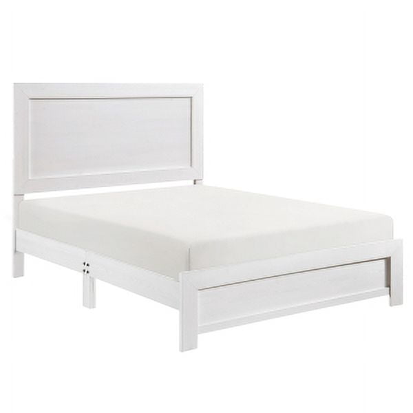 Modern Rustic Full-Size Bed: White Finish with 3D Printed Paper Veneer