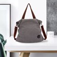 thumbnail image 5 of Bolso bandolera de lona para mujer, bolso de lona artístico de moda para el tiempo libre Gris claro, 5 of 5
